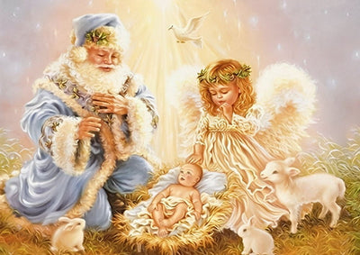 Père Noël et Anges Broderie Diamant