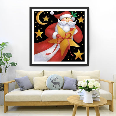 Père Noël et Boîte-Cadeau Etoilée Broderie Diamant