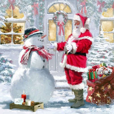 Père Noël et Bonhomme de Neige Prêts à s'Etreindre Broderie Diamant