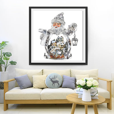 Père Noël et Boule de Cristal Broderie Diamant