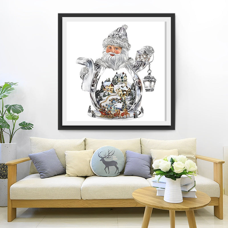 Père Noël et Boule de Cristal Broderie Diamant
