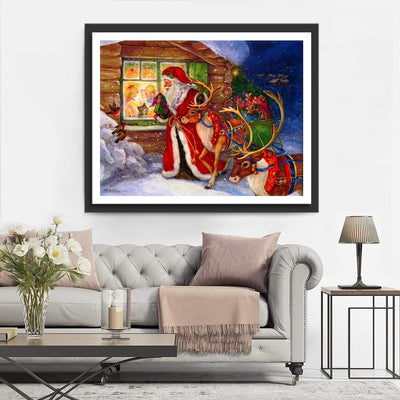 Père Noël et Chaton Broderie Diamant