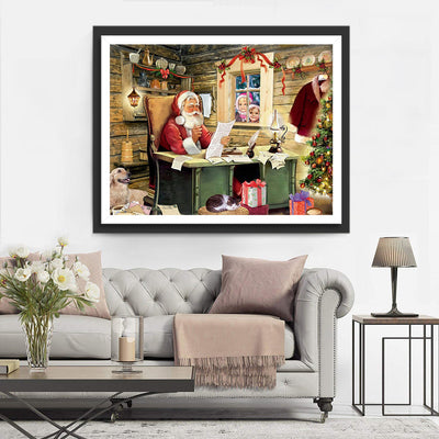 Père Noël et Enfants Broderie Diamant