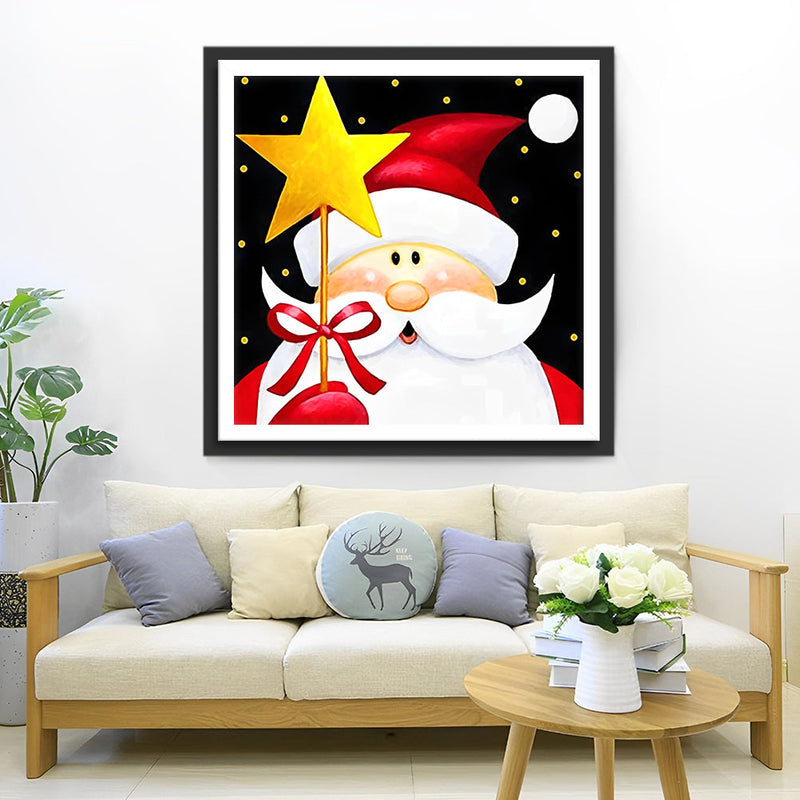 Père Noël et Etoile Broderie Diamant