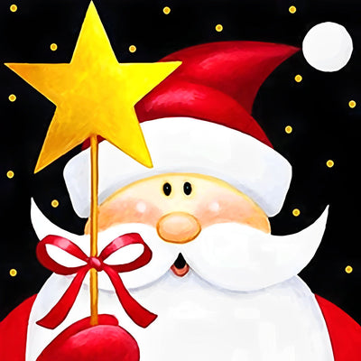 Père Noël et Etoile Broderie Diamant