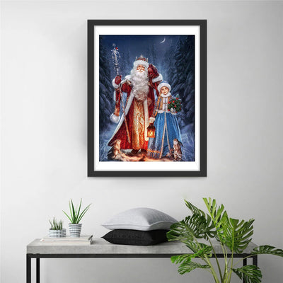 Père Noël et Fille Broderie Diamant