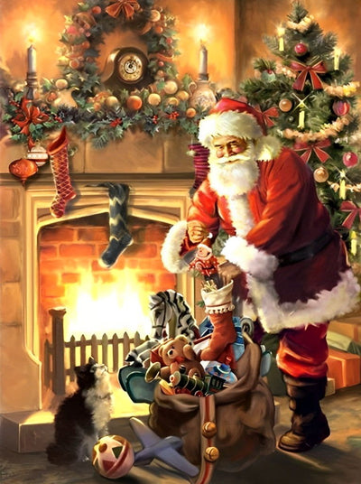Père Noël et la Flamme Broderie Diamant
