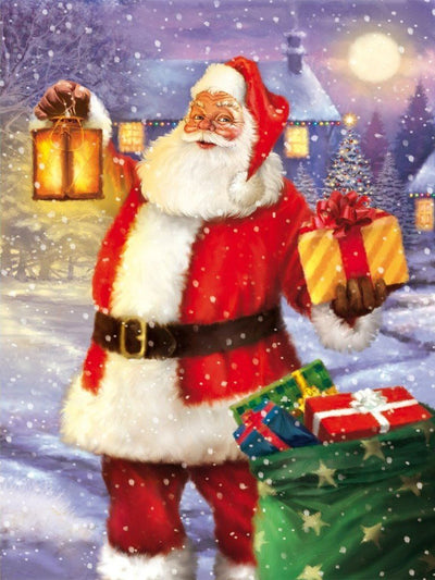 Père Noël et la Lampe Broderie Diamant