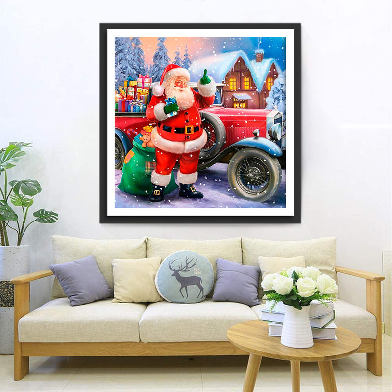 Père Noël et la Neige Broderie Diamant