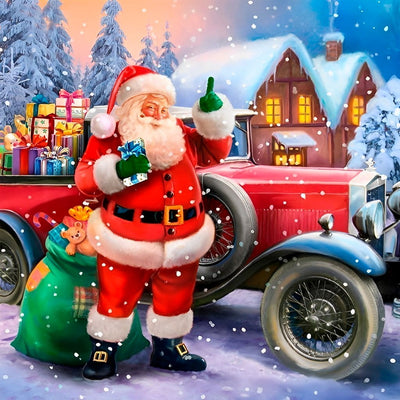 Père Noël et la Neige Broderie Diamant