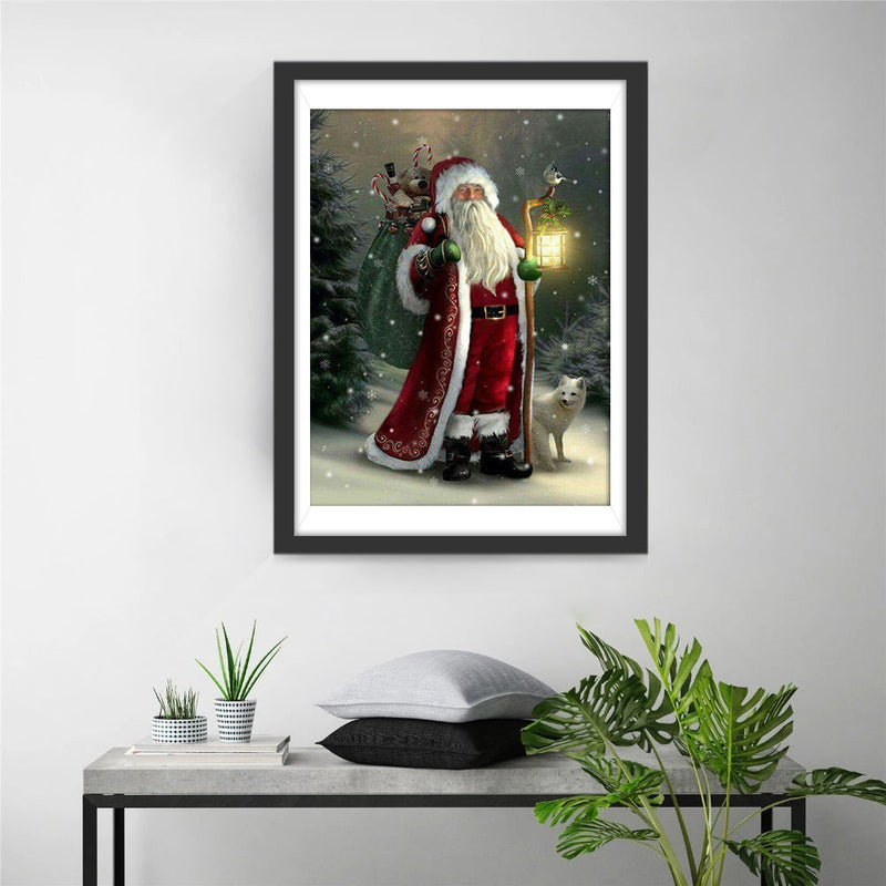 Père Noël et le Renard Blanc Broderie Diamant