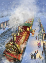 Père Noël et le Train de Noël Broderie Diamant