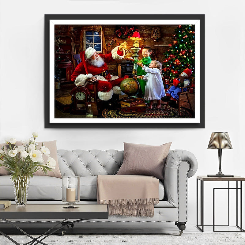 Père Noël et les Frères et Sœurs Broderie Diamant