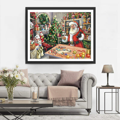 Père Noël et Son Atelier Broderie Diamant