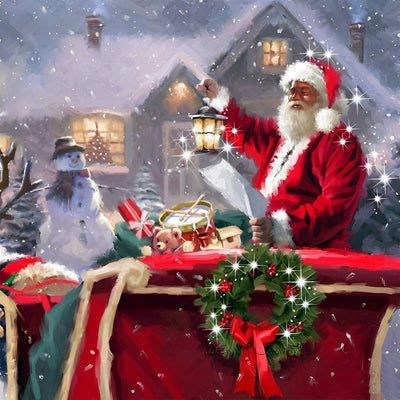 Père Noël et Tambourin Broderie Diamant