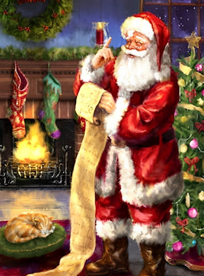 Père Noël Réfléchissant Broderie Diamant