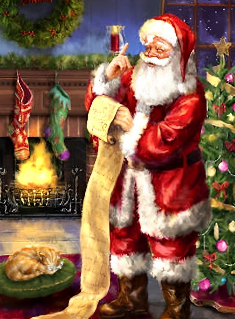 Père Noël Réfléchissant Broderie Diamant