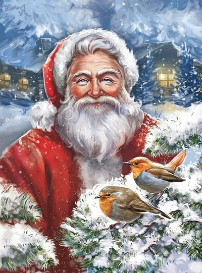 Père Noël Souriant Bienveillant Broderie Diamant