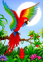 Perroquet Déployant Ses Ailes Broderie Diamant