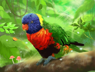Perroquet Trichoglossus Broderie Diamant
