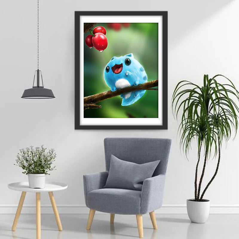 Petit Chat Lutin Bleu Broderie Diamant