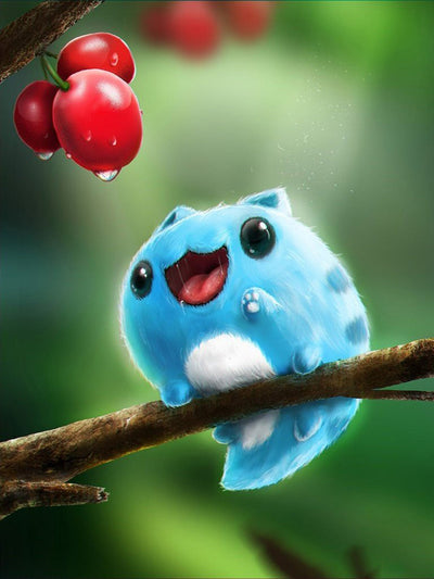 Petit Chat Lutin Bleu Broderie Diamant