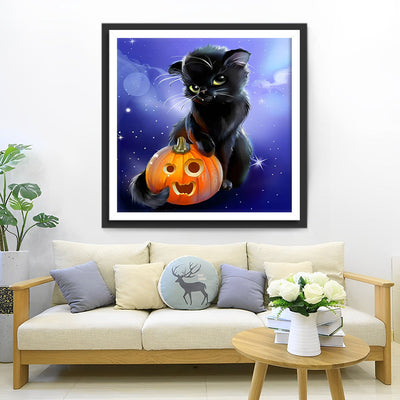 Petit Chat Noir Vampire Broderie Diamant