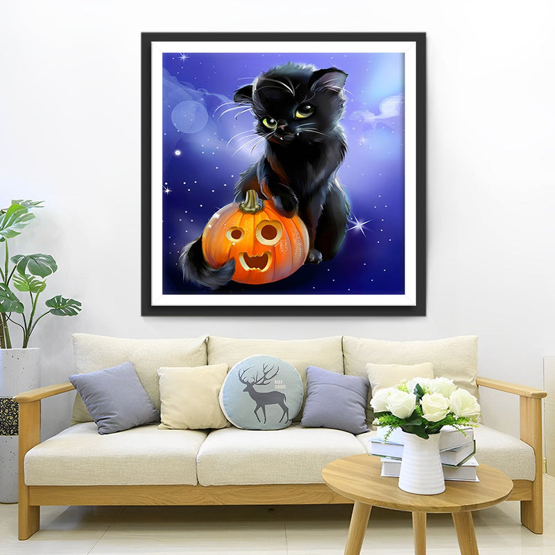 Petit Chat Noir Vampire Broderie Diamant