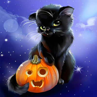 Petit Chat Noir Vampire Broderie Diamant
