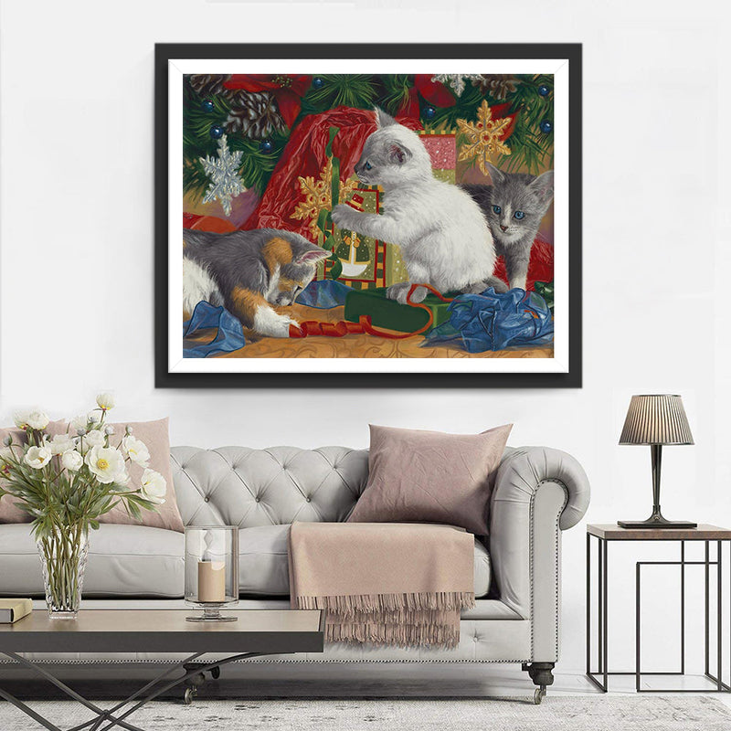 Petit Chaton Blanc Broderie Diamant