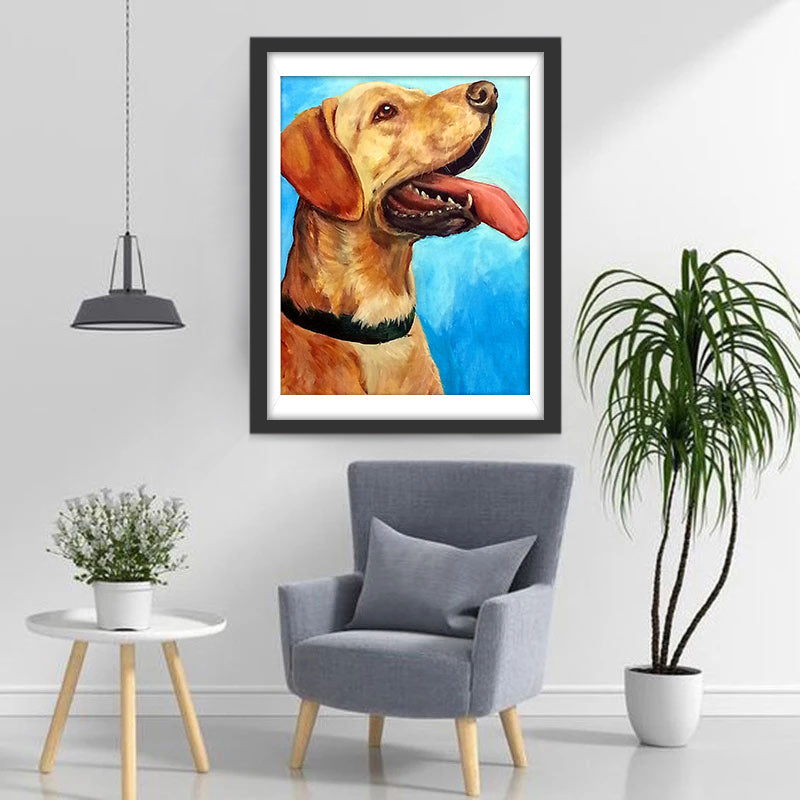 Petit Chien Mignon Jaune Broderie Diamant