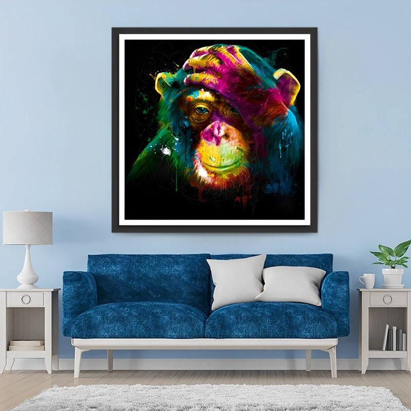 Petit Chimpanzé Coloré Broderie Diamant