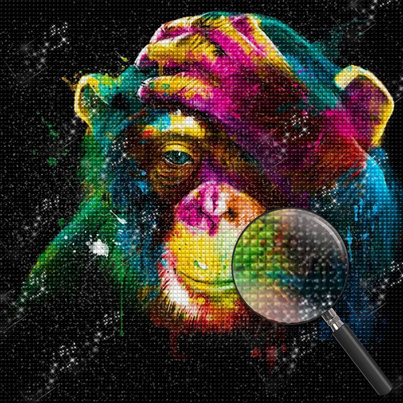 Petit Chimpanzé Coloré Broderie Diamant