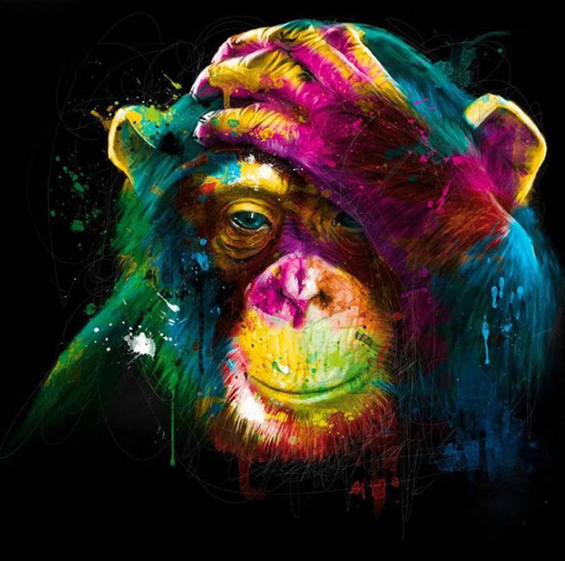 Petit Chimpanzé Coloré Broderie Diamant