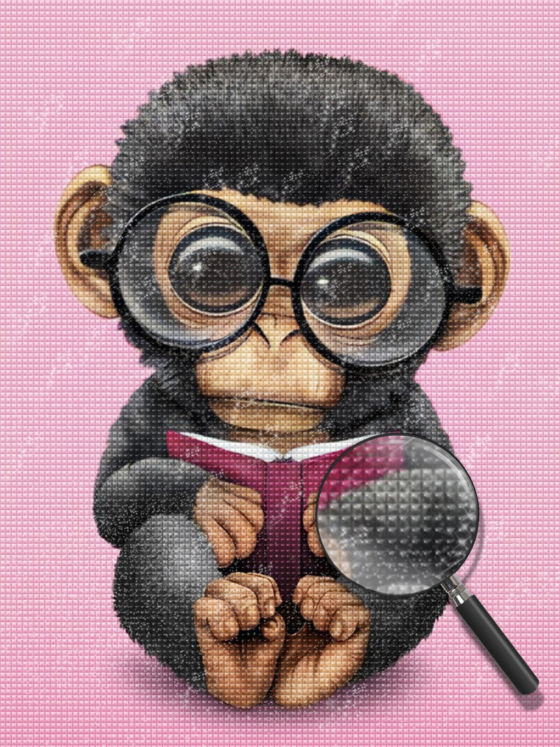 Petit Gorille Lecteur Broderie Diamant