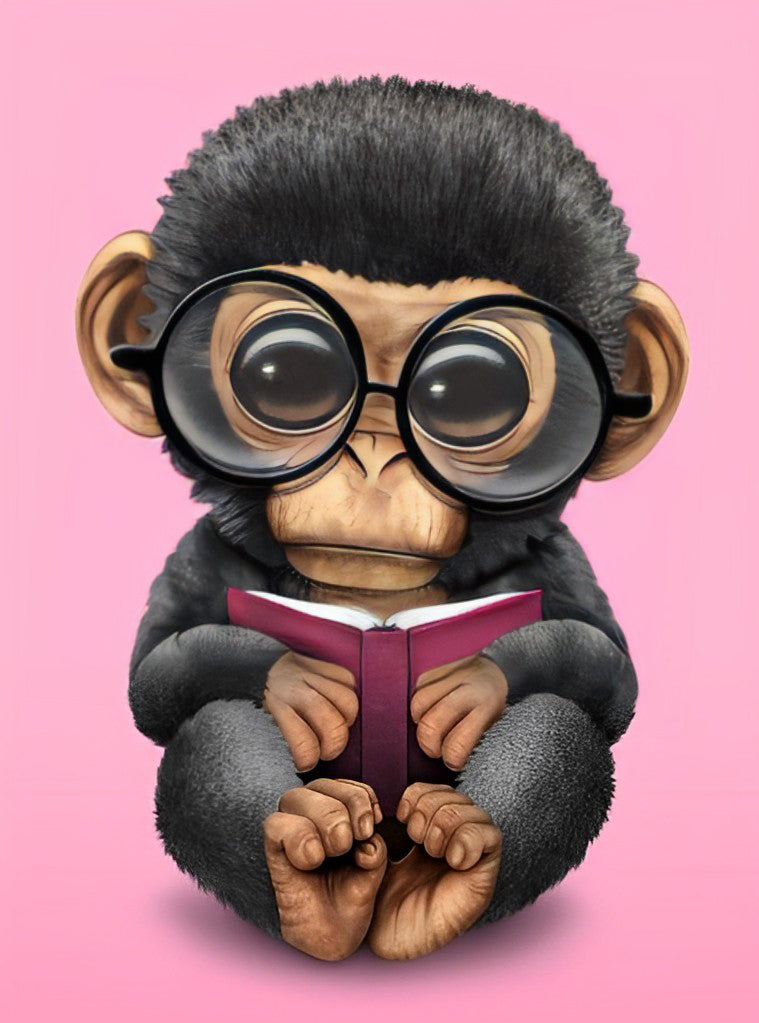 Petit Gorille Lecteur Broderie Diamant