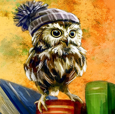 Petit Hibou avec Bonnet Broderie Diamant