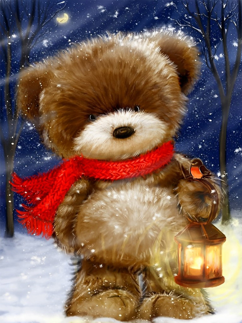 Petit Ours avec Foulard Rouge Broderie Diamant