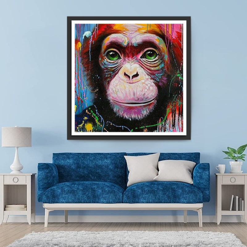 Petit Singe Roux Broderie Diamant