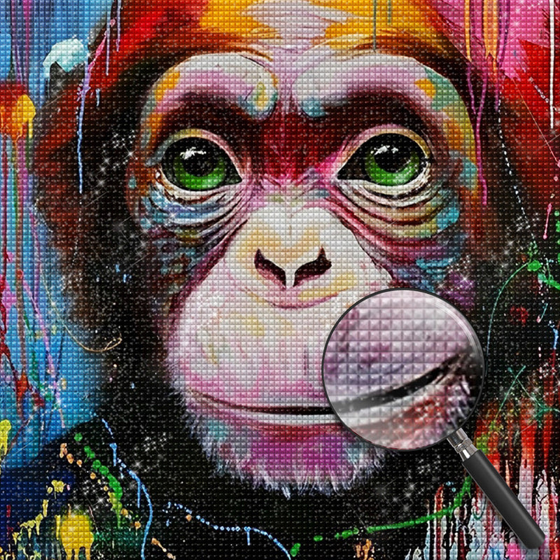 Petit Singe Roux Broderie Diamant