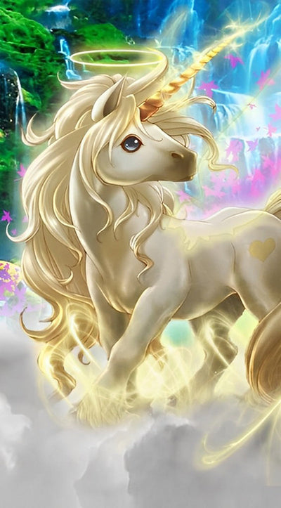 Petite Licorne Dorée Broderie Diamant