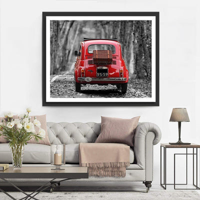 Petite Voiture Rouge Broderie Diamant