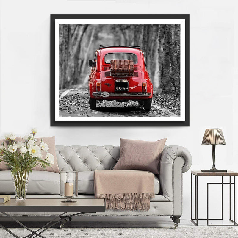 Petite Voiture Rouge Broderie Diamant