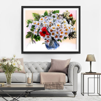 Petites Marguerites Blanches Broderie Diamant
