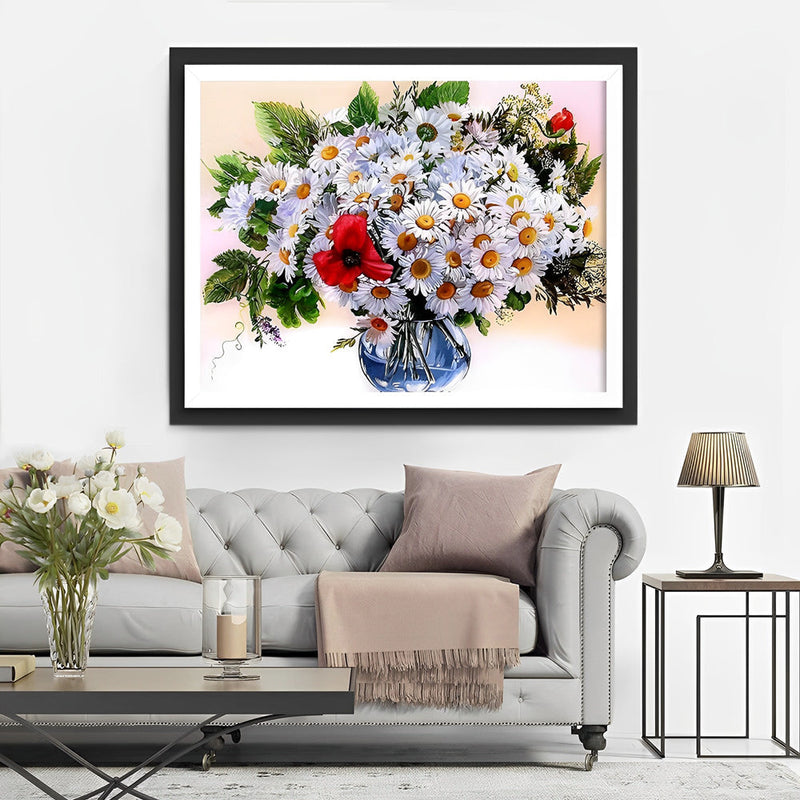 Petites Marguerites Blanches Broderie Diamant