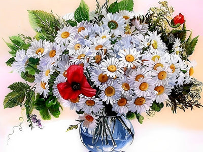 Petites Marguerites Blanches Broderie Diamant