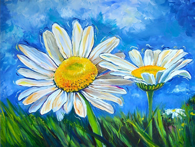 Petits Chrysanthèmes Blancs et le Ciel Beau Broderie Diamant