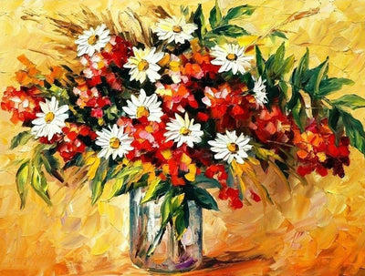 Petits Chrysanthèmes et Coquelicots Broderie Diamant
