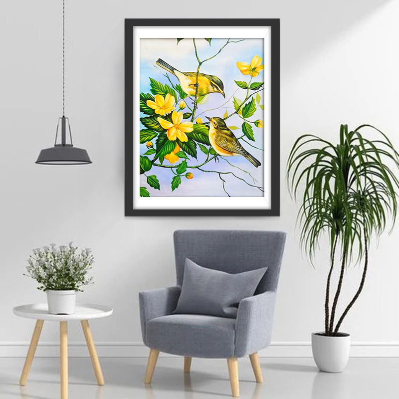 Petits Oiseaux se Regardant Broderie Diamant