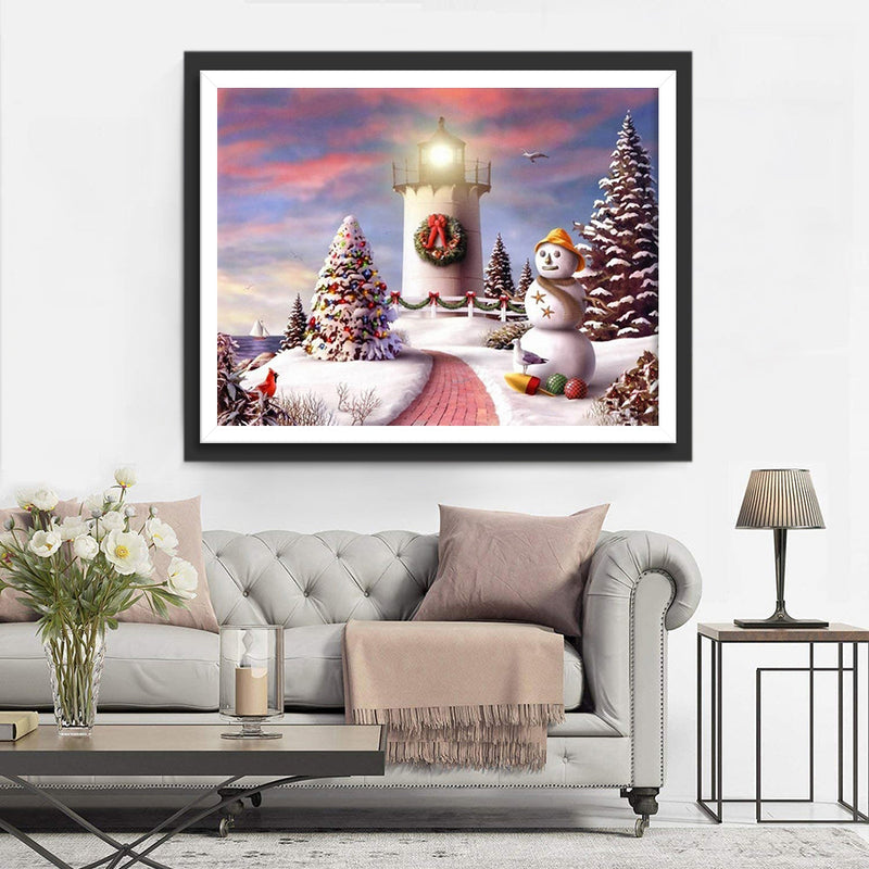 Phare de Noël Fête Broderie Diamant